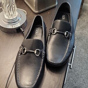 Rack Black Leather Men's Slip-On Loafers
